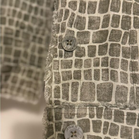 Tommy Bahama Two Palms Crocotiles Linen Jacket Green with Raw Edge size small - Picture 5 of 10